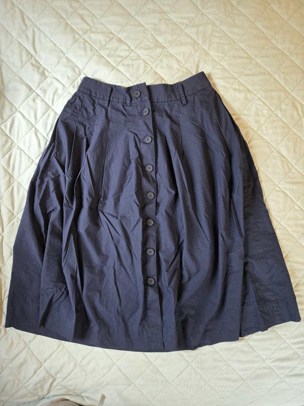 Women’s Classic 100% Cotton Button-Front Navy Skirt